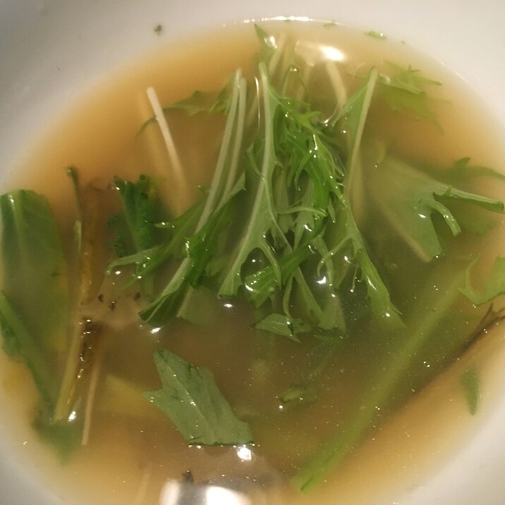 かぶの茎と水菜の味噌汁